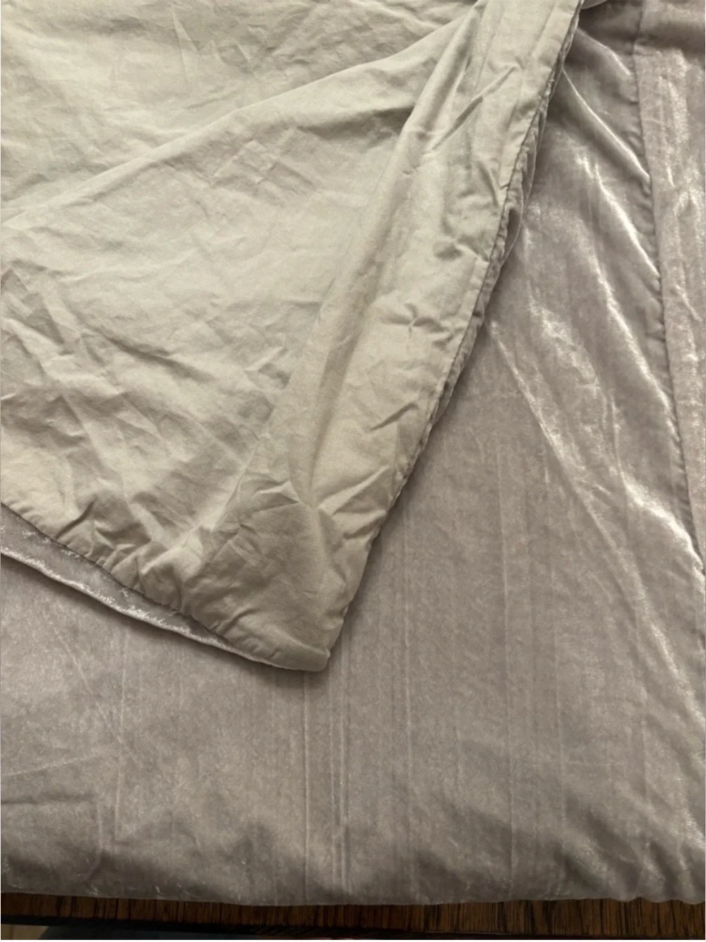 West Elm Queen Silver Crinkle Velvet Duvet Cover and Standard Pillow Shams